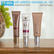 25mm and 30mm diameter high-end good quality color customizable airless pump round bb cream tube foundation tube